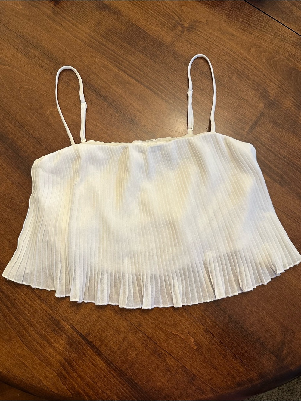 Princess Polly - White Pleated Spaghetti Strap Cami Top